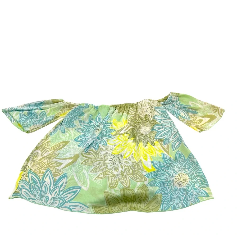 MTS Small Off Shoulder Multicolor Floral Print Blouse